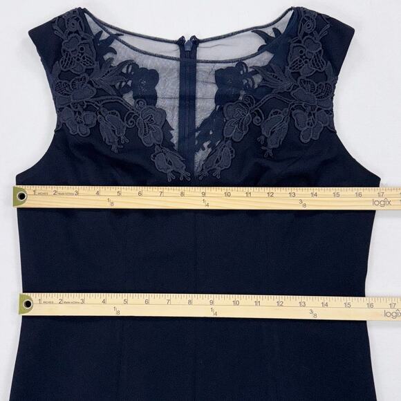 Adrian Mattox Womens Mesh Lace Mermaid Midi Dress Dress Size 10 Ink Navy - Picture 14 of 16